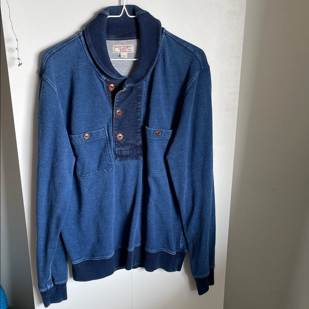 Navy Blue Wallace & Barnes Men's Half Button up Sweater